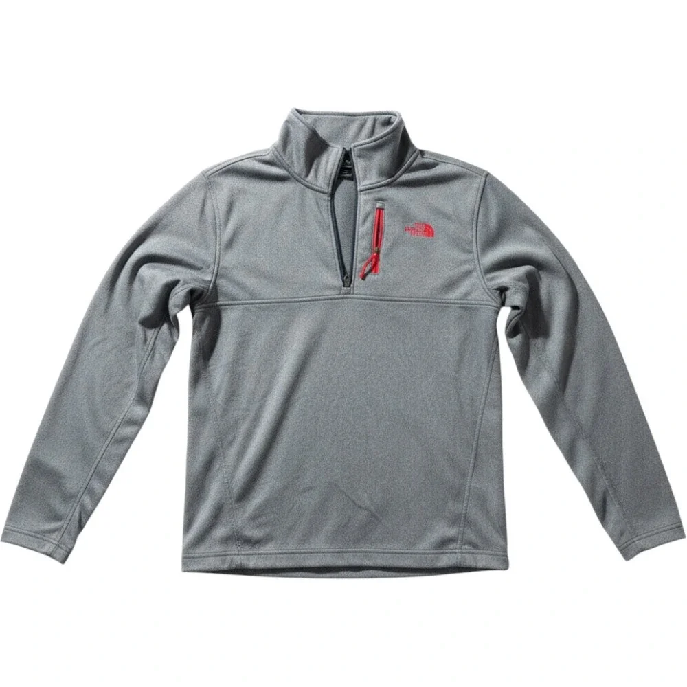 The North Face Mens Canyonlands 1/2 Zip Fleece Pullover Gray Red Small